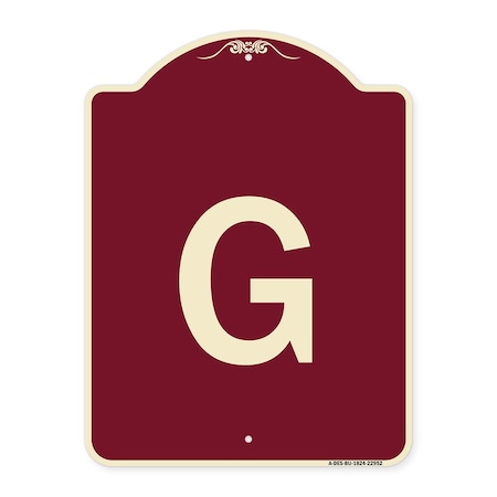 Signmission Designer Series Sign W/ Letter G, Burgundy Heavy-Gauge Aluminum Sign, 24" x 18", BU-1824-22952 A-DES-BU-1824-22952